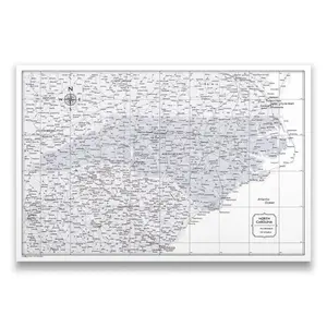 Push Pin North Carolina Map (Pin Board) - Light Gray Color Splash