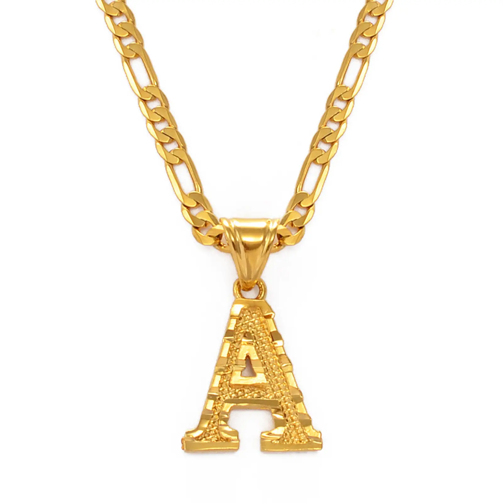 26 English Letters Golden Pendant Cuban Chain Necklaces, Couple & Ladies Daily Wear Jewelry Gift