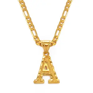 26 English letters necklace golden pendant Cuban chain couple necklace ladies daily wear gift