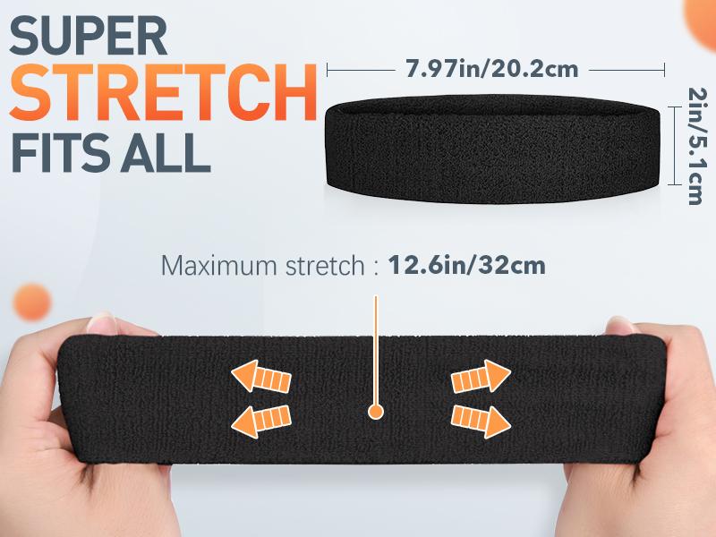 Sweatbands Sport Headbands for Men & Women,Terry Cloth Sweat Band for Tennis, Running, Basketball, Working Out, Exercise- Athletic Sweat Cotton Headband Outdoor