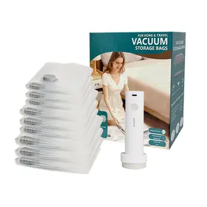 [2026 Upgraded] Cordless Travel Vacuum Storage Compression Bag Set 15 Pack -Vacuum Bags for Travel with Rechargeable air Pump，for Luggage and Suitcase, Space Saver for Clothes and Clothing Travel Zipper Pouches