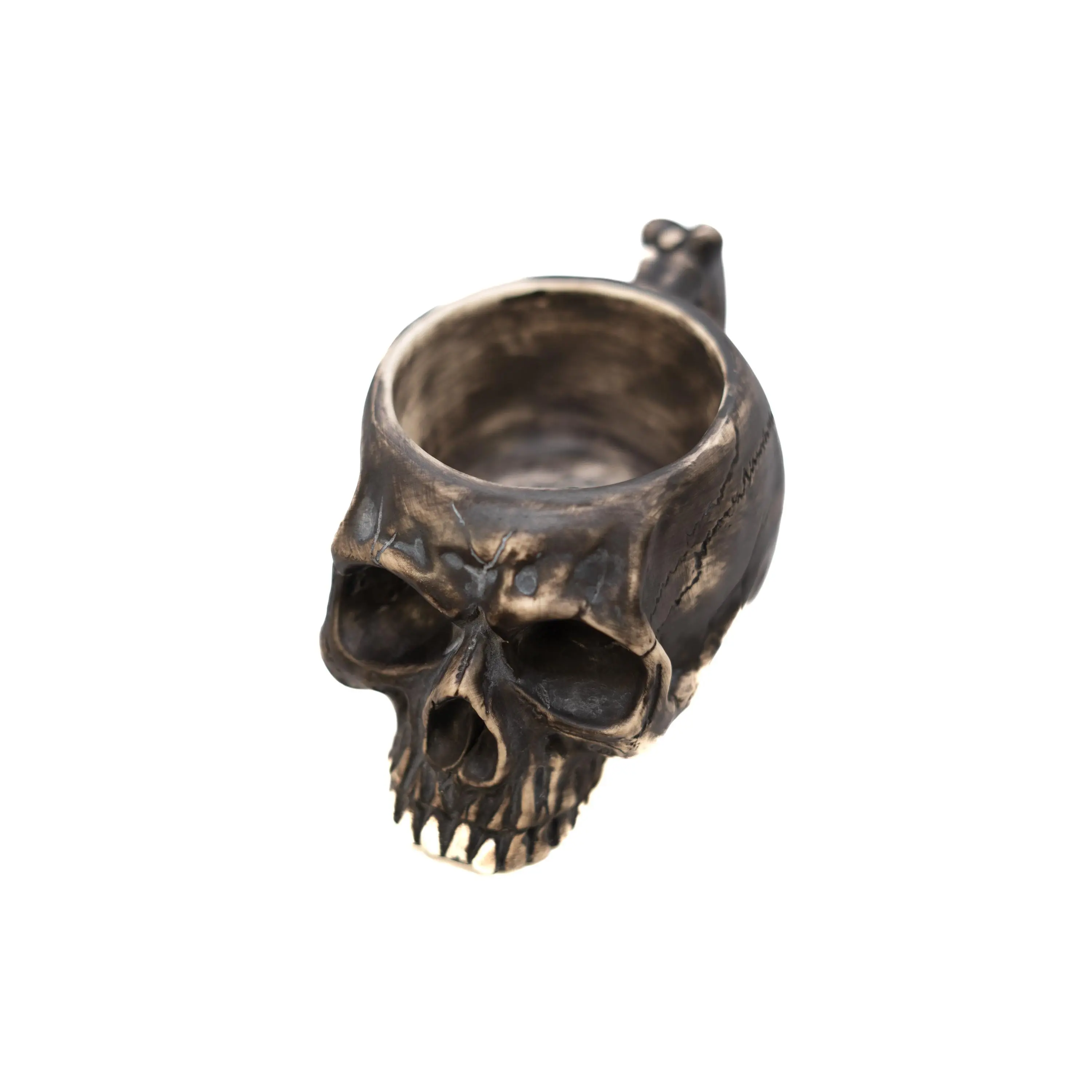 Burn The Ships Ceramic Skull Mug 8 oz Rustic Novelty Drinkware Washable Reusable Tumbler for Coffee Tea Hot Chocolate Durable High-Quality Material Unique Skull Design Perfect Gift Idea