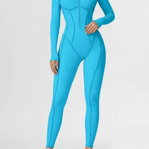 Women's autumn and winter new stand-up collar Sporty Comfy jumpsuit half-zip one-piece fitness wear high-intensity sports yoga wear suitable for sports and daily wear Workout Jumpsuit Sportswear Jumpsuits