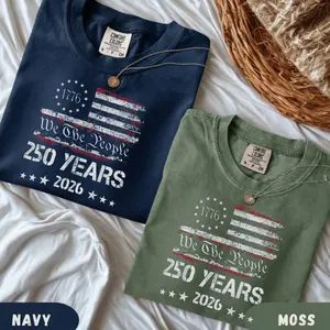 [Collection for Comfort Colors]Vintage 250 Years Of Freedom 1776–2026 USA Flag Shirt, We The People Patriotic T-Shirt, American 250th Anniversary Tee, Independence Day 4th Of July Shirt, USA Birthday Celebration Outfit, Patriotic Gift Idea