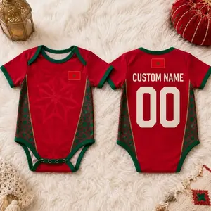 Personalized Morocco Baby Bodysuit, Custom Name Number Infant Soccer Jersey, Moroccan Flag Baby Outfit, Football Fan Gift 824