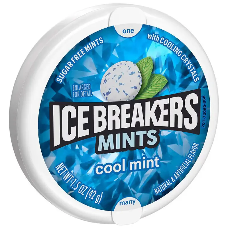 Ice Breakers Cool Mint Flavor Chewing Gum Tins - 4-Pack Sugar-Free, On-the-Go Fresh Breath Candies, 1.5oz Each