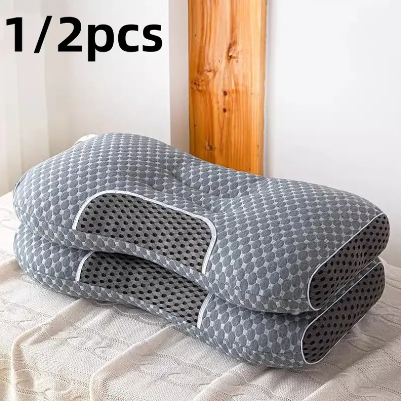 High-End 3D Ergonomic Neck Pillow, Neck Rest Cushion, Travel Neck Cushion, Side-Sleeping Pillow, Cervical Support, Breathable Pillowcase, Large Size, Polyester Fiber Wadding
