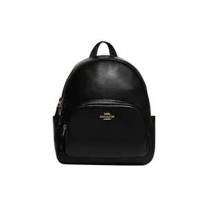 COACH Court 23 Zipper Closure Fabric Leather Backpack for Women in Black