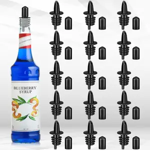 Bottle Pourers Syrup Pour Spouts Including Snow Cone Syrup  Bottle Pourers and Rubber Dust Cap Covers Dispenser Accessories(30 Pcs)