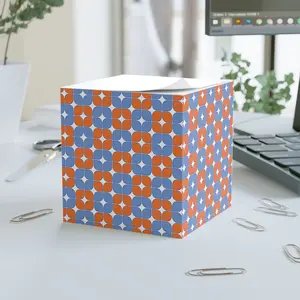 Geometric Retro Note Cube — Orange & Blue Patterned Sticky Notes