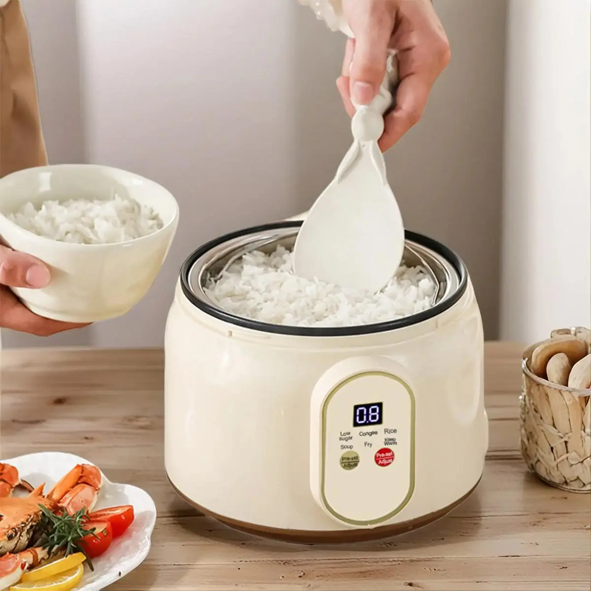 1.8L Smart Rice Cooker, Multifunction Rice Cooker, Grain Cooker, Multi-function Electric Cooker with 6 Cooking Modes for Rice, Porridge, Soup, Kitchen Appliances for Home, RV, Digital Rice Cooker