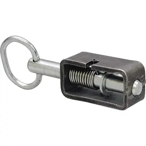 B2598LP Weld - 5/8" Spring Latch Assembly with Plain Tube and 1.31" Extended Plunger, Heat Treated Pin, Utility Gate Latch, Trailer Latch