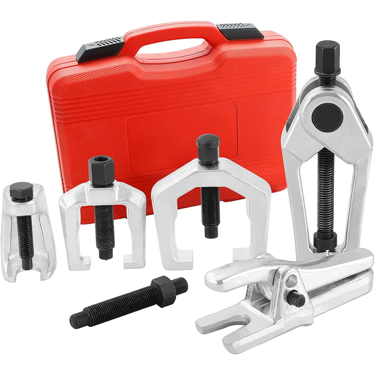 Alloy Steel 5-in-1 Anti-Rust Coated Metal Tool Kit - Truck Front End Service Set with Ratchet Wrench, Ball Joint Separator, Pitman Arm & Tie Rod End Puller, Full Sizes/Shapes for Foreign & Domestic Vehicles, Men’s Gift, Conica