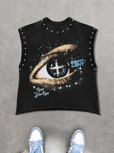 Men's Trendy Eye Print Vest, Comfortable Fashion Design, Perfect for Daily Wear, Casual Summer Clothing Essential, Stylish Versatile Top