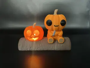 Halloween Pumpkin Friends | Light-Up Jack O’Lantern Scene | Halloween Home Decor |  Spooky Cute Pumpkin Figurines | Halloween Shelf Display Gift Magical