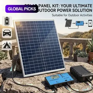 Portable Solar Panel with Controller, 1 Set 20W Solar Panel Charger, Outdoor Solar Panel Kit for Mobile Power, Camping, Hiking, Car, Boat, Phone, Monitoring