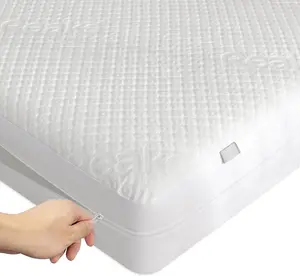 Size Mattress Protector with Zipper -   Zippered Mattress Cover - Soft & Cooling Noiseless Bed Mattress Covers - Top Removable Mattress Encasement 10-12" Deep