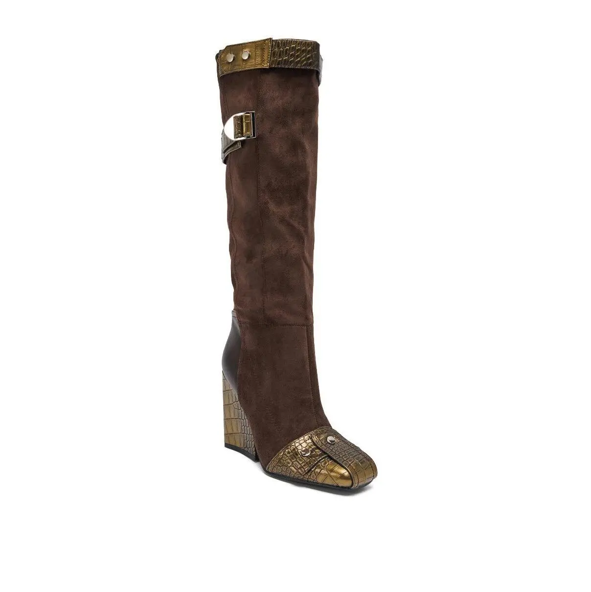 AZALEA WANG ALLONAS BROWN KNEE HIGH CHUNKY BOOT - TikTok Shop
