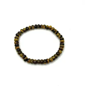 Tiger Eye Rondelle Beaded Stretch Bracelet 6mm | Confidence Courage Protection, Healing Crystal Jewelry, Gift for Her