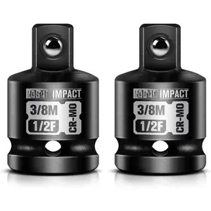 2- 1/2" Female to 3/8" Male  Socket Adapter Set, 1/2" Drive  Driver Conversions for  Wrench, Chrome Molybdenum Alloy Steel