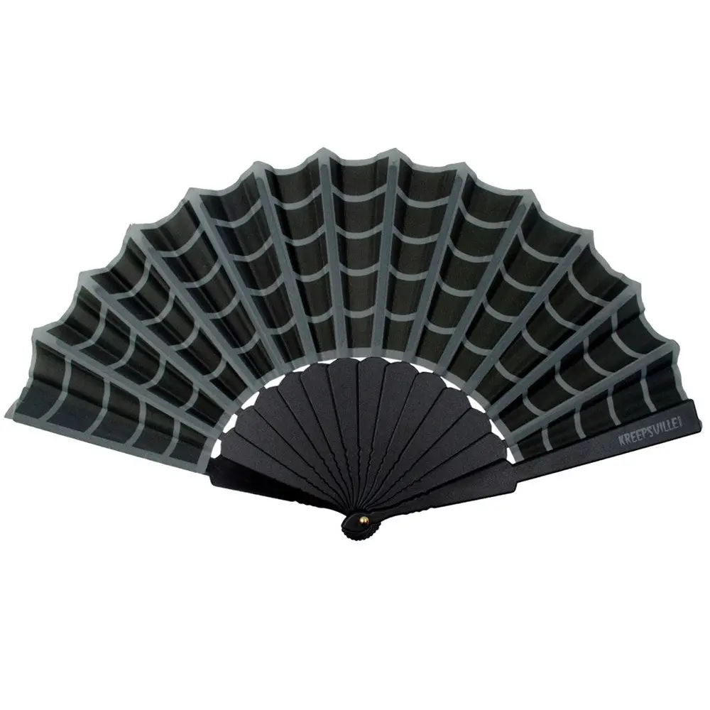 Black Spiderweb Scallop Hand Fan