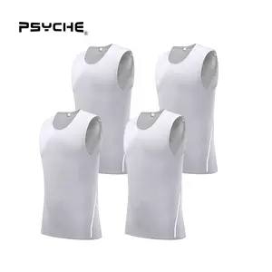 PSYCHE 4-Pack Men’s Compression Shirt Sleeveless Workout Tank Top Sports Base Layer Running Basketball, Sweat-Wicking Ultra-Breathable Muscle Support