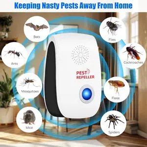 4PCS Plug-In Wall Mount Ultrasonic Pest Repellent, Chemical-Free Indoor Pest Control for Bug Control, Cockroach Elimination, Insect Deterrent & Roach Repellent Multi-Insect