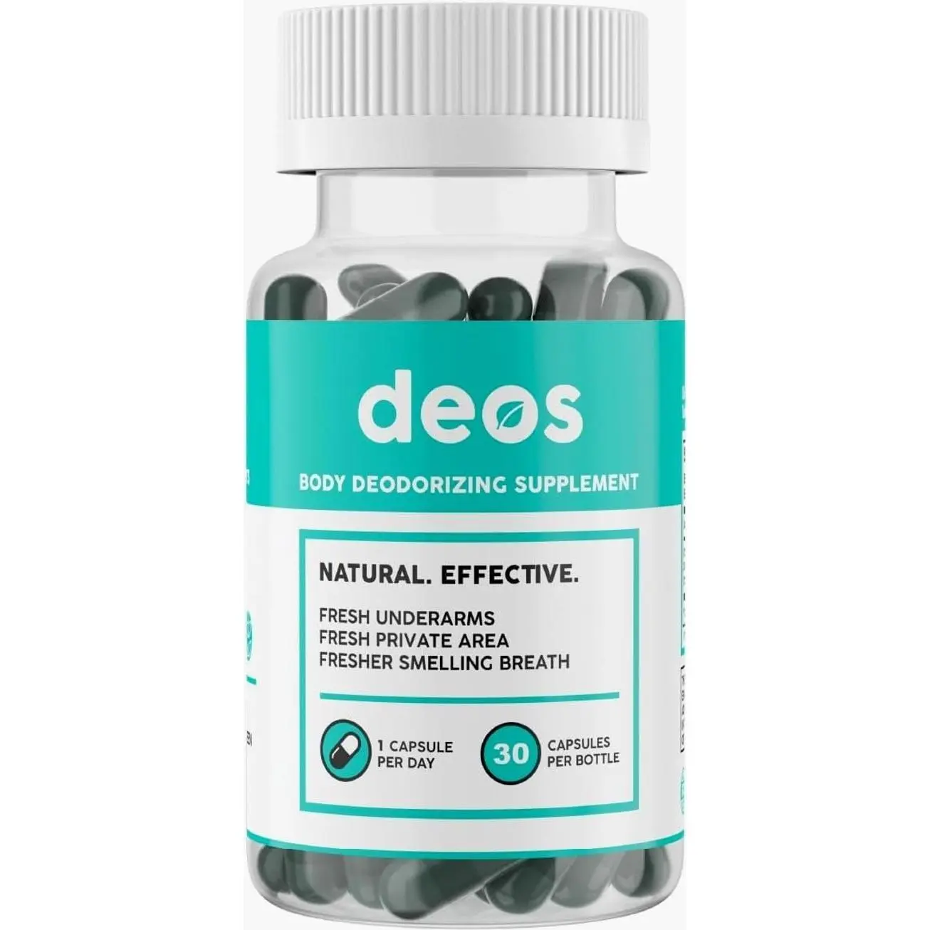 DEOS Internal Deodorant Supplement – Full Body Deodorizer for Gut Health, Skin Health, Detox & Digestion Support – Natural Odor Control Chlorophyll Pills | 30 Capsules