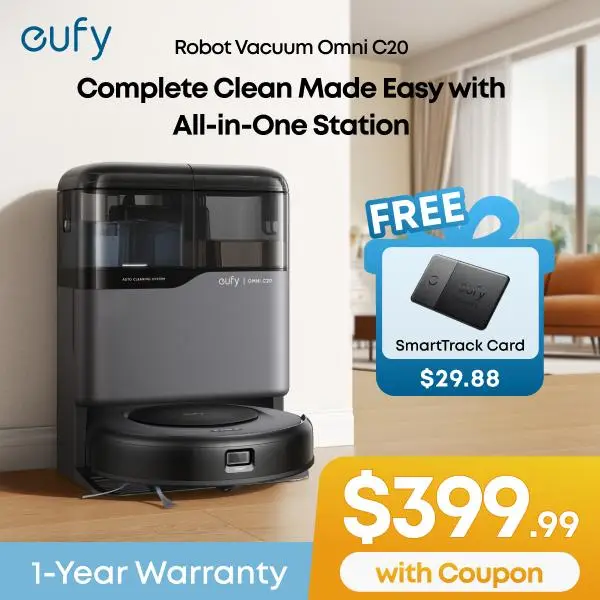 【exclusive bundle 】eufy C20 Omni Robot Vacuum, Robot Vacuum and Mop Combo, Self Emptying, Auto Mop Washing and Auto Drying for hands-free cleaning, 3.