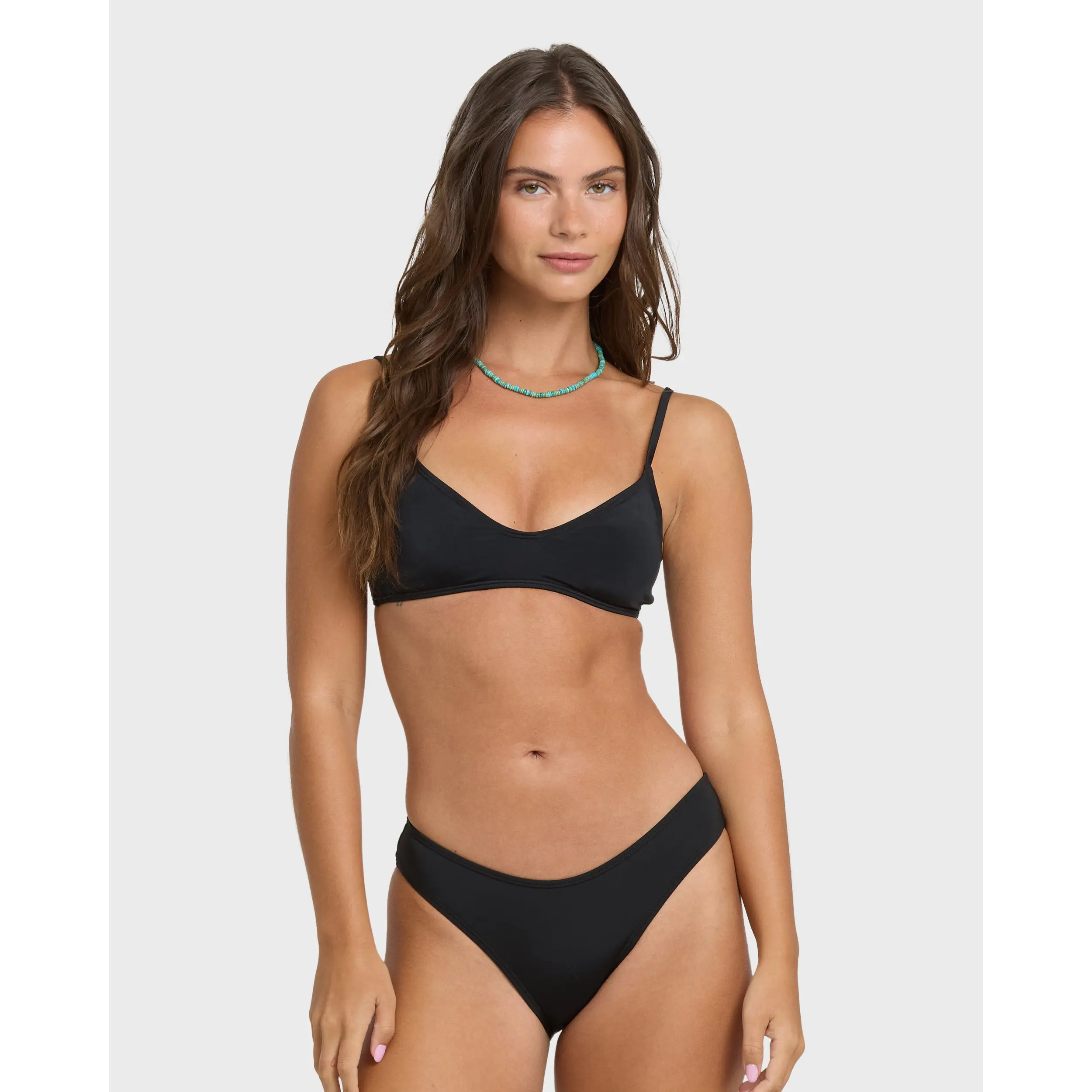 Sol Searcher V Bralette Bikini Top - Black Pebble