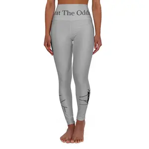 IR Light Grey Beat The Odds/Believe High Waisted Yoga Leggings with black logo (POD).