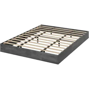 Wood Platform Bed Frame Twin Full Queen King Size, Wooden Bed Frame No Headboard, Wood Slat Support, No Box Spring Needed, Easy Assembly, Grey lift-up storage