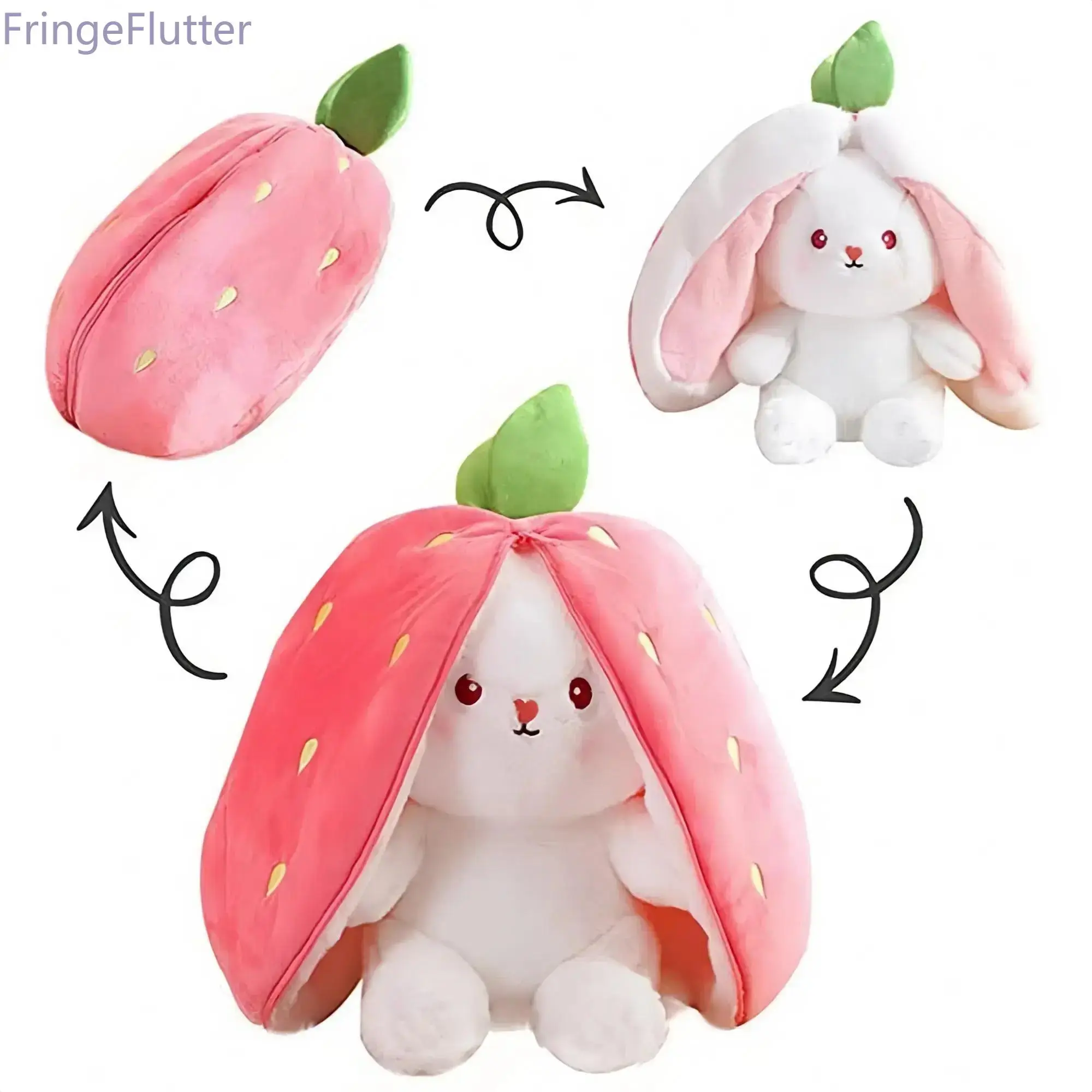 Cute Strawberry Rabbit Design Plush Toy - Stuffed Animal Doll, 1 Count, Creative Birthday Gift, Sleeping Pillow, Festival & Room Decor (Sports & Outdoor Protective Gear Accessory Companion)
