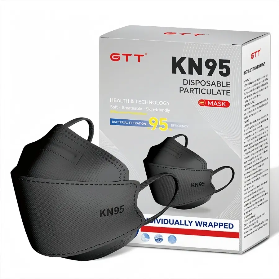 GTT Classic KN95 Fabric Dust Masks, 50/100pcs, 5-Layer Lightweight Breathable Design, 95%+ Filtration Efficiency, Suitable for Outdoor Work, Construction Sites