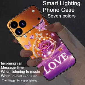 Colorful Intelligent Voice Controlled Luminous Protective Lights Phone Case compatible Fo iphone17Air/17Pro/17promax/16promax/15promax/14promax/13promax/12promax/11promax/XSmax/XR - Luminous Technology, Cover, Accessories, Smartphone, Cellphone, Casing