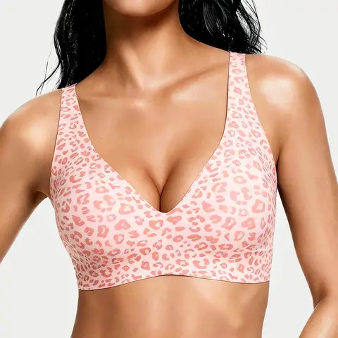Jelly Wireless Womens Comfortable Wireless Bras Push Up Bralettes Seamless Tshirts Bras Deep V Everyday Bras