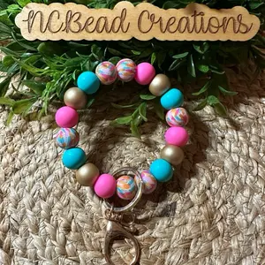 Silicone Bead Wristlet, Keychain Wristlet, Silicone Beads, Beaded Wristlet, Keychain, Women’s Accessory