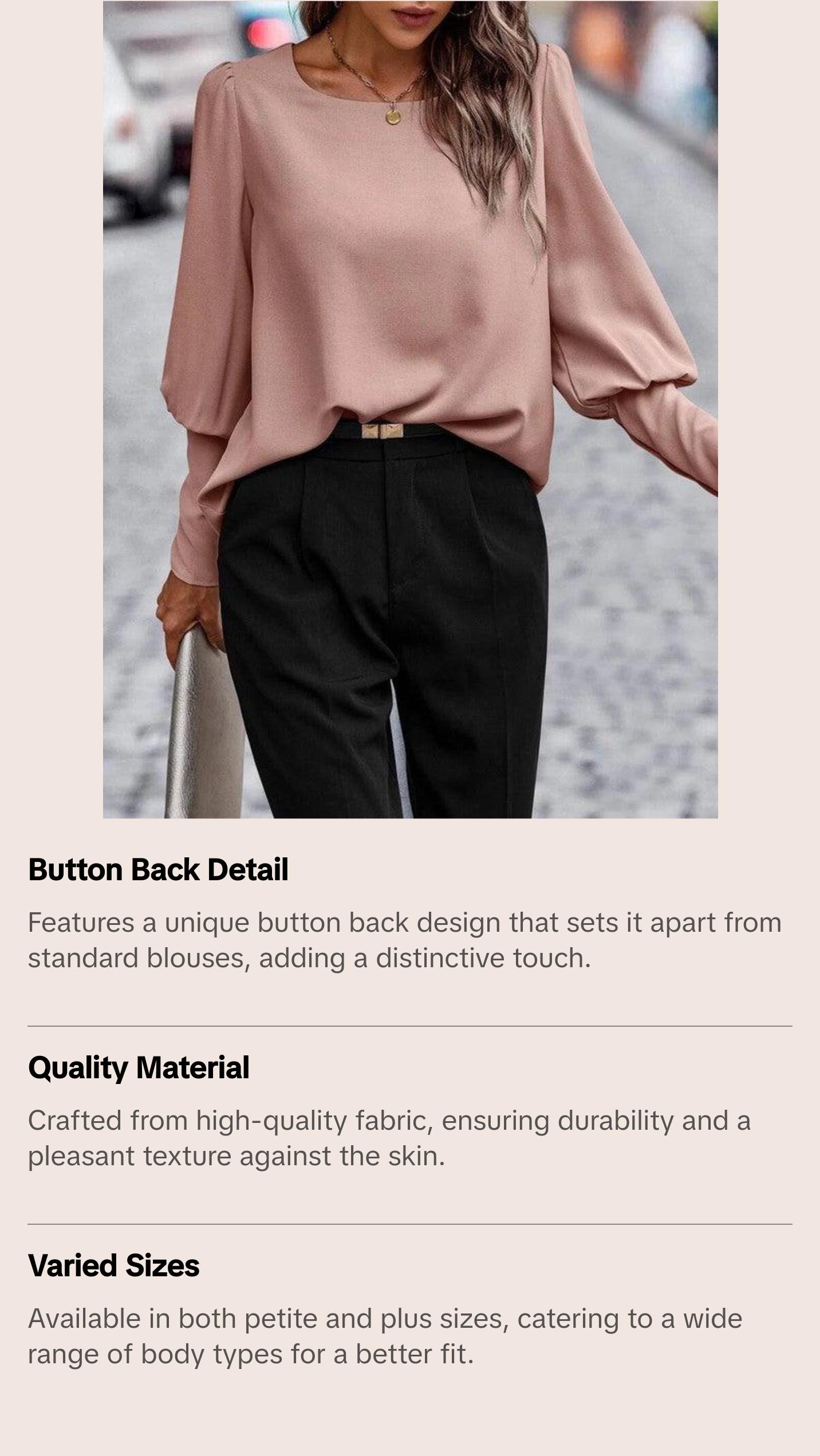 Solid Button Back Blouse