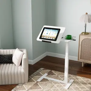 Mobile Adiustable Standing Desk, Overbed bedside desk with Flip Desktop and 4 Wheels, Height & Angle Adjustable Rolling Laptop table,Portable Over Bed Desk for Home, Office, Study, hospital.white