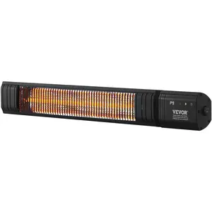 VEVOR Infrared Heater, 1500W Remote Control Electric Space Infrared Heater, Carbon Infrared Outdoor Heater with 9 Speeds & 24h Timer, for Porch,Patio,Dining Room,Studio,Backyard,Garage, Wall Mount