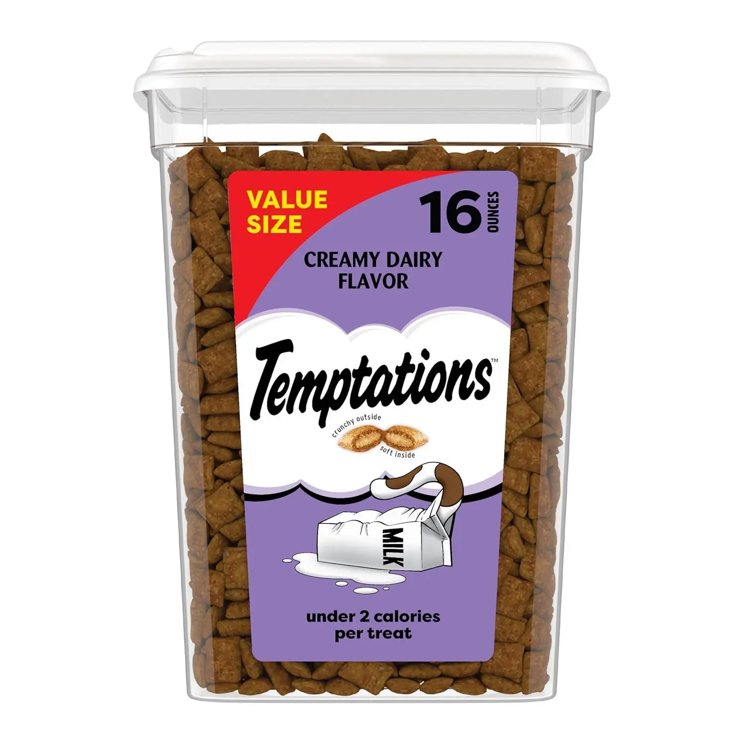 Temptations Cat Treats, Classic Crunchy and Soft Cat Treats, Creamy Dairy Flavor, 16 oz. Tub