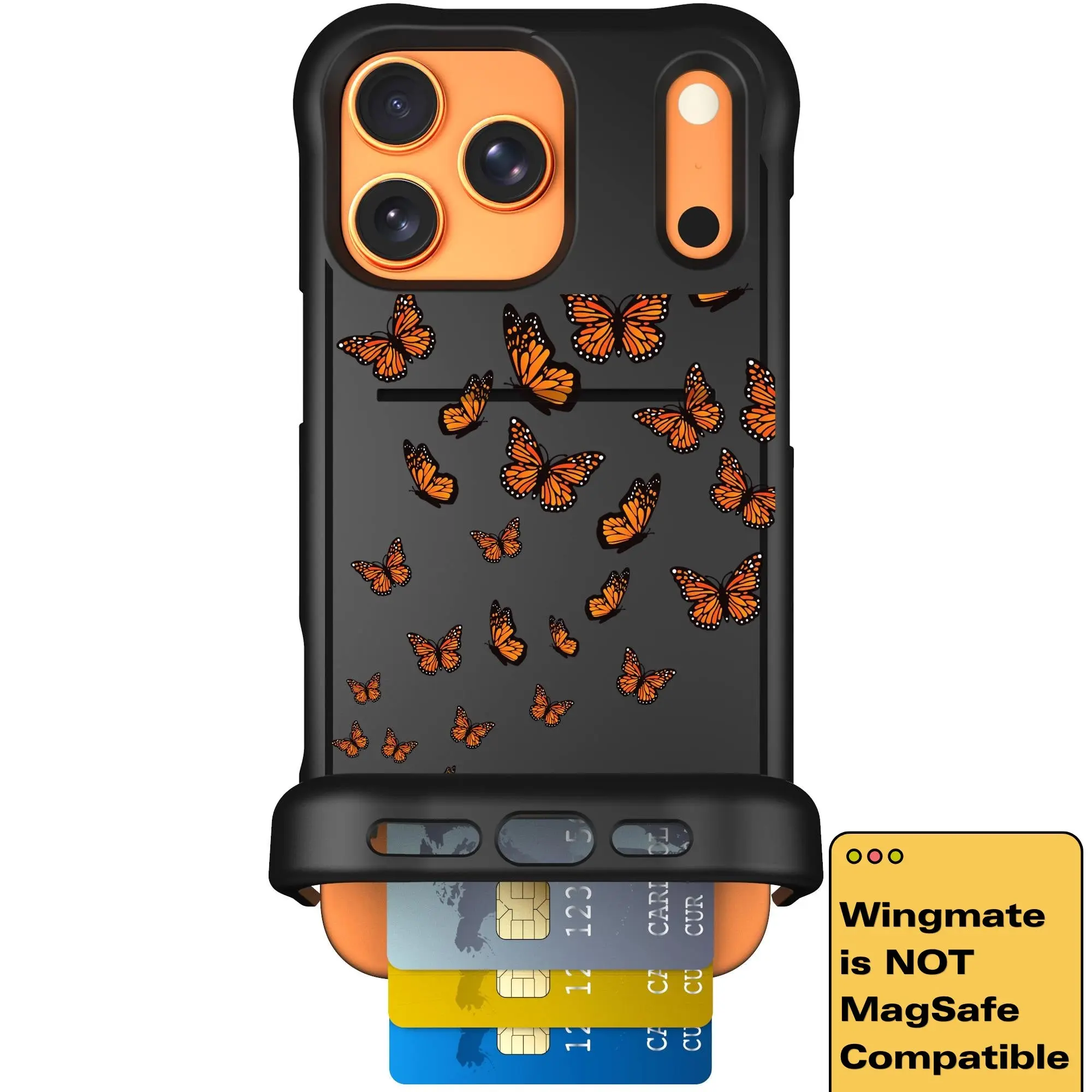 Scooch Wingmate Hidden Wallet Case - Monarch Flight (Not MagSafe Compatible)