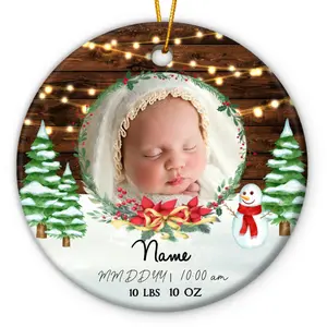 Baby's 1st Christmas Personalized Photo Ceramic Ornament Circle Acrylic Ornament