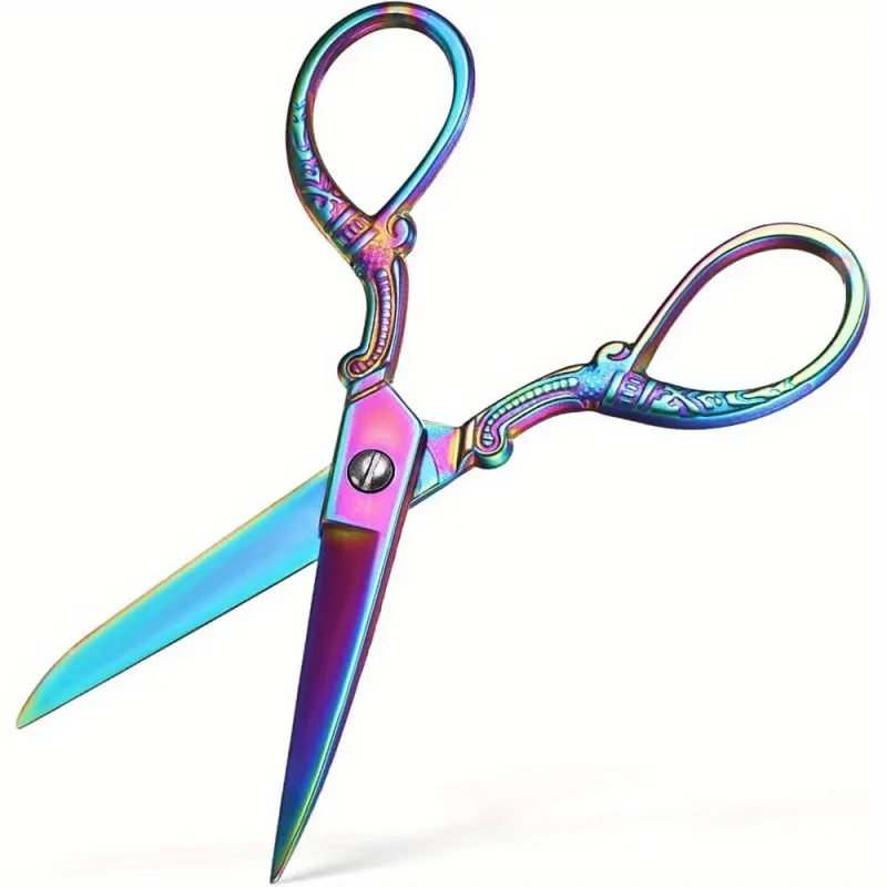 Professional Heavy-Duty Retro Fabric Scissors - Laser Blue Sharp Tailor Scissors, Ergonomic Right-Hand Grip, Suitable for Sewing, Quilting, Garment Making, Crafts - Ideal Home Choice, Durable Sewing Tool, Precise Cutting Decor Tool, Sewing Accessories