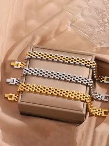 Vintage style stainless steel bracelet, unisex metal strap, gold and silver fashion accessories, stainless steel bracelet set, party accessories, Fashionable Bangle, Stackable Bracelet