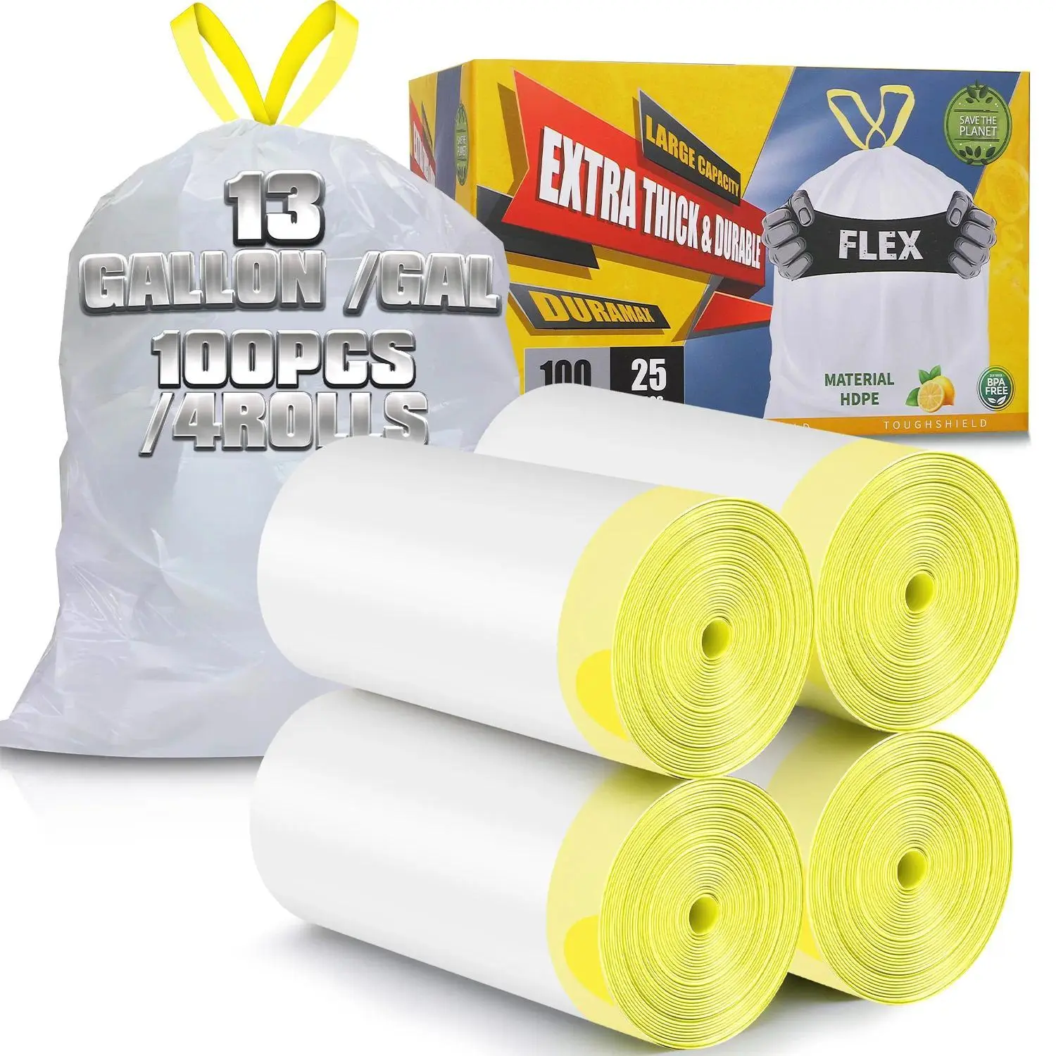 MILONG Leak-Proof Drawstring Trash Bags, Thick Portable Plastic Drawstring Bags, 100/200PCS for Household Kitchen, Home Supplies, Drawstring Bag