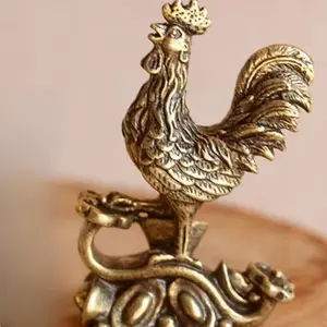 Feng Shui Rooster Statue, Brass Material, Zodiac Series, Detailed Design, Luxurious Base, Perfect Home Decor & Unique Gift Idea, Home Decor Ornaments