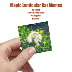 Headphone Cat Magic Lenticular Cat Memes 3D Effect Smooth Animation Waterproof Durable Acrylic Sign for Home Office Decor Easter