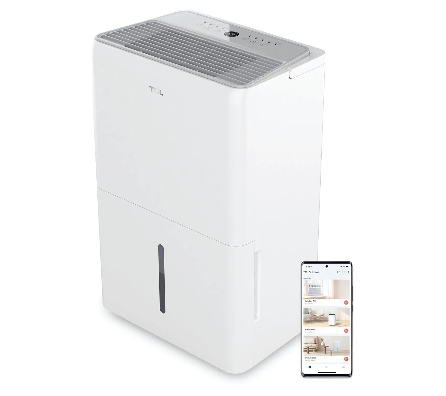 TCL 4,500 Sq. Ft. Smart 50 Pint Dehumidifier TCL 4,500 Sq. Ft. Smart 50 Pint Dehumidifier