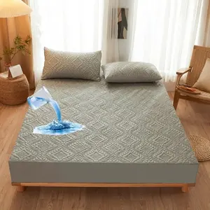 Solid Color Waterproof Mattress Protector Set, 3 Counts/set Including 1 Count Fitted Sheet & 2 Counts Pillowcase, Mattress Protector for Home Bedroom, Mattress Cover Protector